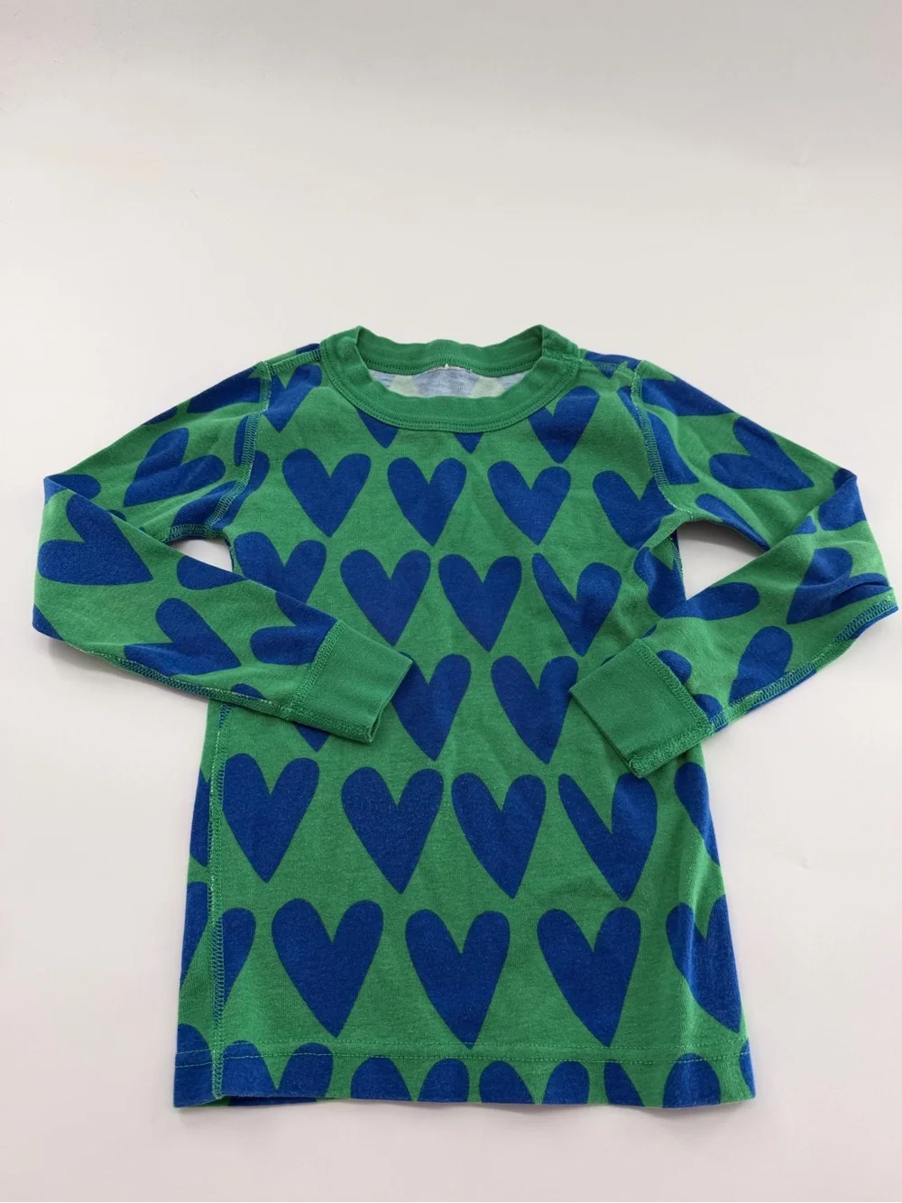 Hanna Andersson Long John Pajama Set Green Blue Girls Kids 110 cm Size 5 47681